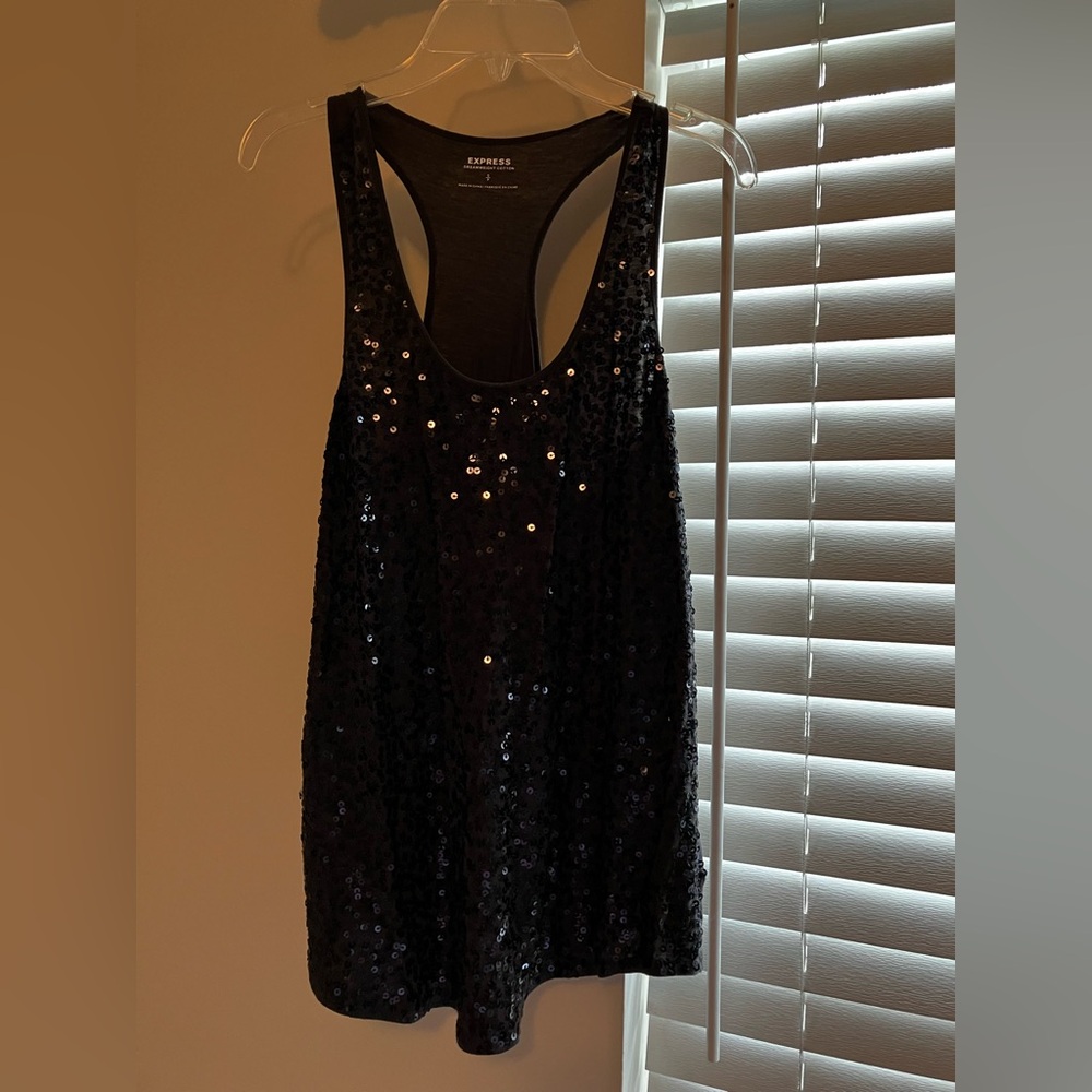 Express Gray Racerback Sequin Top Size S